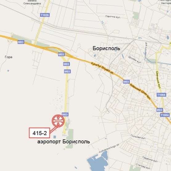Схема рекламної площини за адресою Дорога из аэропорта "Борисполь", 2+850 метров (слева), в направл. Бориспольского шоссе