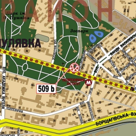 Схема рекламной плоскости по адресу Победы просп., Зоопарк, (ст. м. Политехнический Ин-т, парк КПИ), в направ. центра