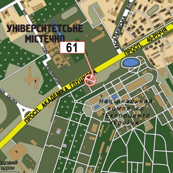 Схема рекламной плоскости по адресу Глушкова Ак. просп., 1, НВЦ, (200м. к ст. м. Выставочный центр, "Институт биологии" КНУ, Экспоцентр), в направ. Одесской пл.