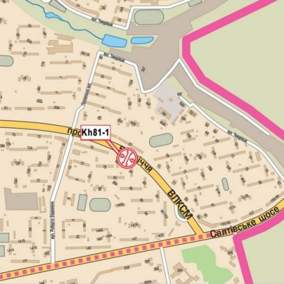 Схема рекламної площини за адресою Юбилейный просп. 82 (50-ти летия ВЛКСМ просп), (детская поликлиника №7, ОщадБанк), с торону Салтовского шоссе