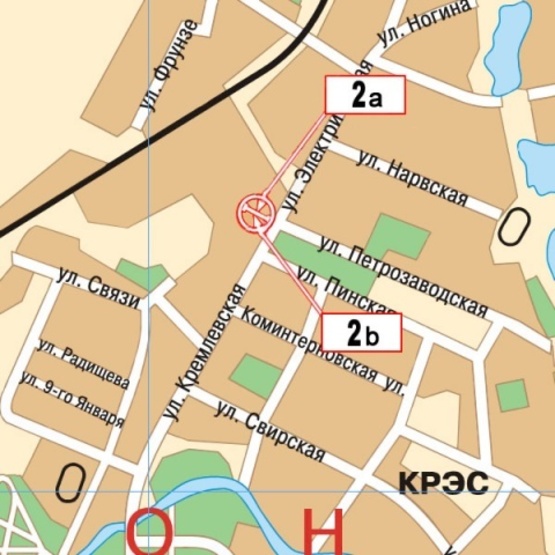 Схема рекламной плоскости по адресу ул. Электрическая/Кремлевская., район КРЭС, (тур-агенство "Мира-Тур", ПриватБанк, "Товары для дома", "Версаль", серв.центр "Киевстар"), в сторону выезда из города