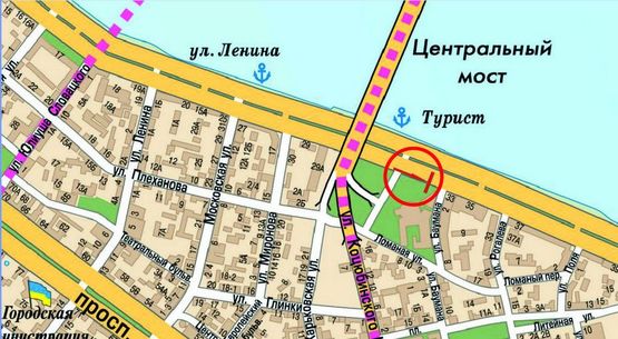 Схема рекламной плоскости по адресу ул.Набережная Ленина - ул.Баумана, Цирк, из центра Схема рекламной плоскости по адресу ул.Набережная Ленина - ул.Баумана, Цирк, из центра