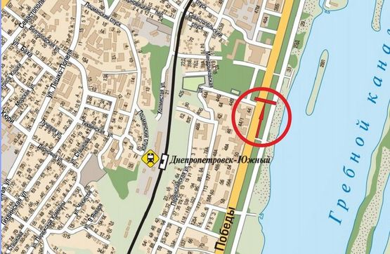 Схема рекламної площини за адресою ул.Набережная Победы, напротив д.44, призматрон в центр Схема рекламної площини за адресою ул.Набережная Победы, напротив д.44, призматрон в центр