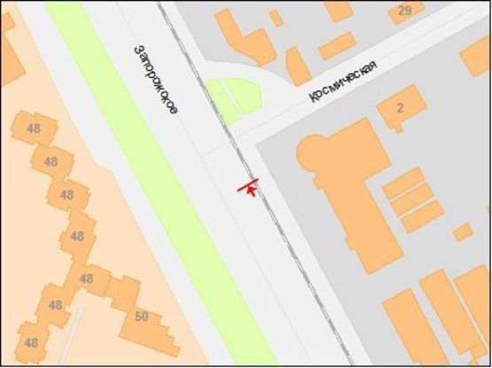 Схема рекламной плоскости по адресу Запорожское шоссе - Космическая ул., в центр