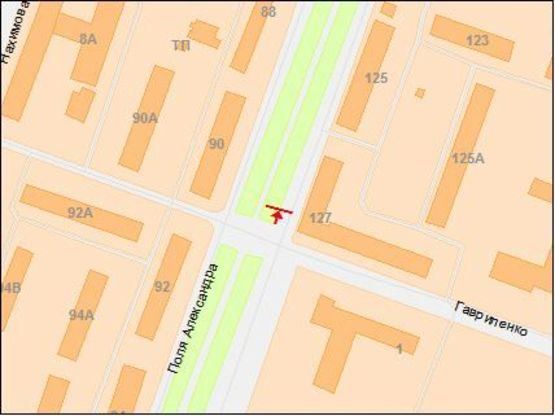 Схема рекламної площини за адресою Поля пр. - Гавриленко ул., в центр