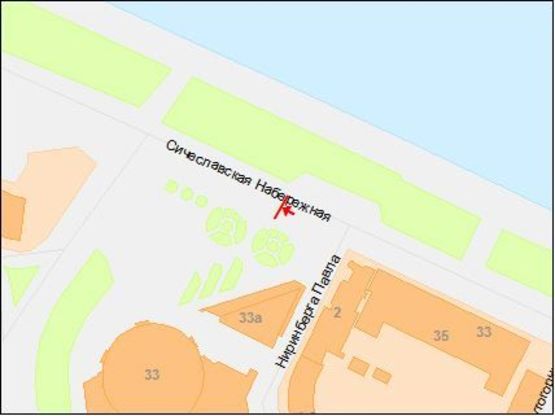 Схема рекламної площини за адресою Сичеславская Набережная ул., 33а - Ниринберга ул., Цирк, в центр Схема рекламної площини за адресою Сичеславская Набережная ул., 33а - Ниринберга ул., Цирк, в центр