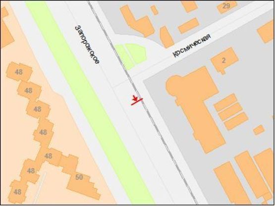 Схема рекламной плоскости по адресу Запорожское шоссе - Космическая ул., из центра Схема рекламной плоскости по адресу Запорожское шоссе - Космическая ул., из центра