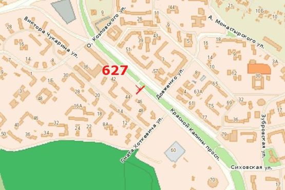 Схема рекламної площини за адресою Червоної Калини просп., 44 Схема рекламної площини за адресою Червоної Калини просп., 44