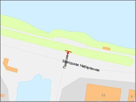 Схема рекламной плоскости по адресу Заводская Набережная ул. - Павлова ул., правая