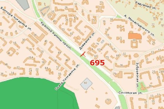 Схема рекламной плоскости по адресу Червоної Калини просп. - Довженка вул., 2 Схема рекламной плоскости по адресу Червоної Калини просп. - Довженка вул., 2