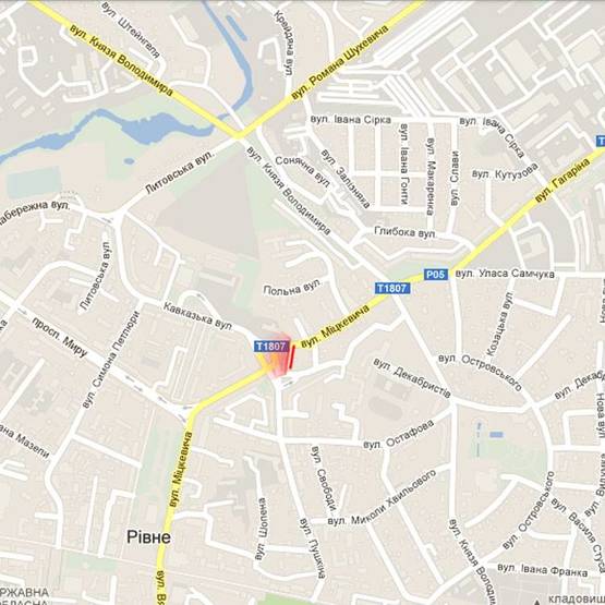 Схема рекламной плоскости по адресу м. Рівне, вул. Міцкевича, в районі перехрестя з вул. Пушкіна Схема рекламной плоскости по адресу м. Рівне, вул. Міцкевича, в районі перехрестя з вул. Пушкіна