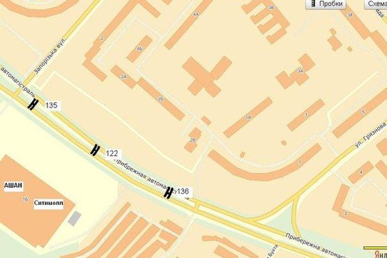 Схема рекламной плоскости по адресу Набережна магістраль – вул.Крива Бухта, "Сіті мол", напрямок руху до вокзалу (призматрон)