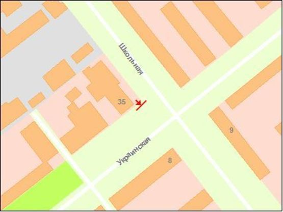 Схема рекламной плоскости по адресу вул.Шкільна – вул.Українська , ст.А (призматон)