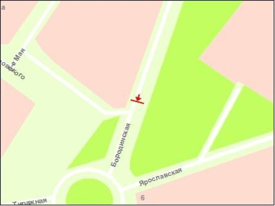 Схема рекламної площини за адресою вул.Бородинська, 6,  напрямок руху до райадміністрації (призматрон)