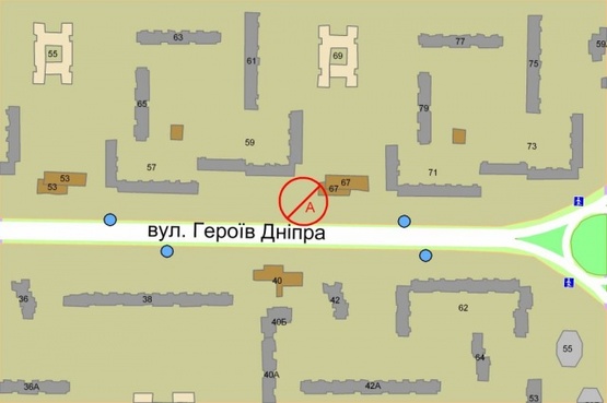 Схема рекламної площини за адресою Героев Днепра, 59 Схема рекламної площини за адресою Героев Днепра, 59