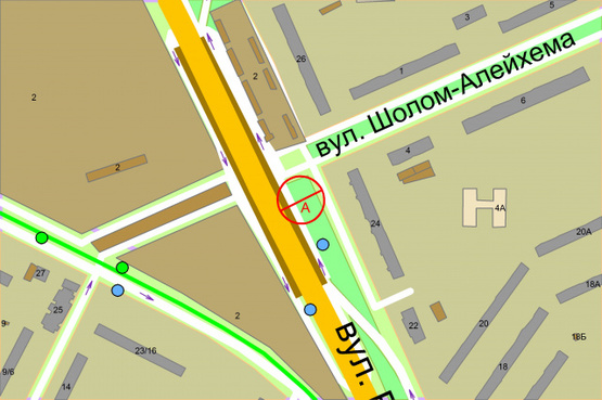 Схема рекламной плоскости по адресу Братиславська, 24 / Шолом-Алейхема (ринок "Юність")