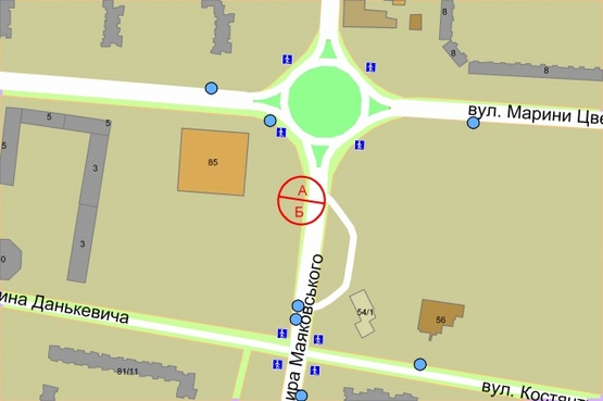 Схема рекламной плоскости по адресу Володимира Маяковського проспект / Марини Цвєтаєвої  (навпроти супермаркету "Billa")