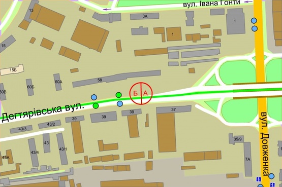Схема рекламной плоскости по адресу Дегтярівська, 58