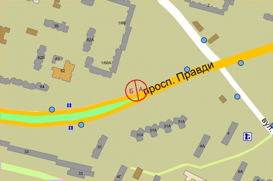 Схема рекламної площини за адресою Правди проспект, 58 (ТЦ" Орнамент")