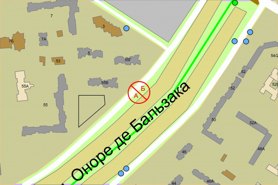 Схема рекламной плоскости по адресу Оноре де Бальзака 55В, за 100 метрів руху до ТЦ "РайОN" та вул.Миколи Лаврухіна Схема рекламной плоскости по адресу Оноре де Бальзака 55В, за 100 метрів руху до ТЦ "РайОN" та вул.Миколи Лаврухіна