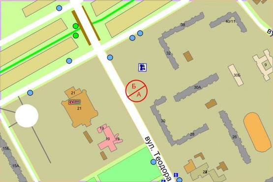 Схема рекламной плоскости по адресу Драйзера Теодора, навпроти буд. 21