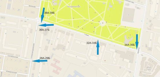 Схема рекламной плоскости по адресу ул. 1 Мая 7/8