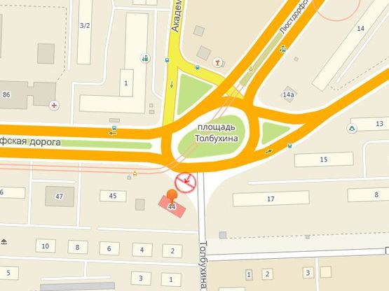 Схема рекламної площини за адресою Люстдорфская дорога №44 пл.Толбухина левая А3 Схема рекламної площини за адресою Люстдорфская дорога №44 пл.Толбухина левая А3