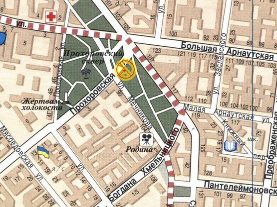 Схема рекламної площини за адресою Мечникова угол Прохоровской А3