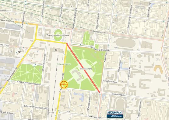 Схема рекламной плоскости по адресу Среднефонтанская Куликово поле №1 В3