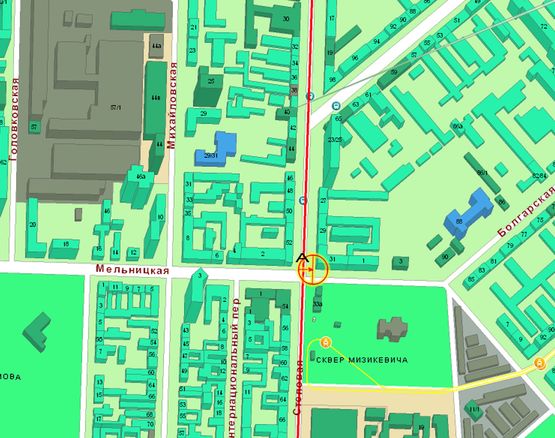 Схема рекламної площини за адресою Степовая Мельницкая  (левая) А3