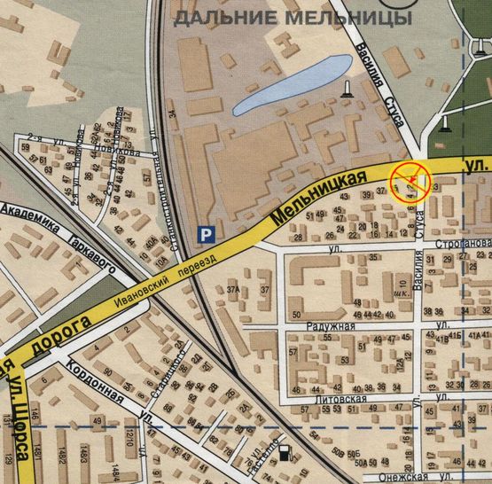 Схема рекламної площини за адресою Стуса Василия угол Мельницкой А1