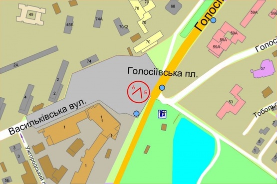 Схема рекламної площини за адресою Голосеевская площадь / Васильковская