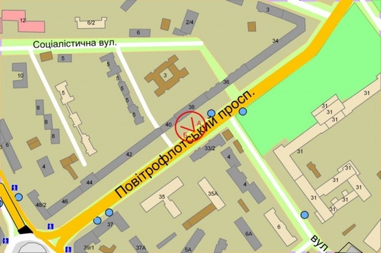 Схема рекламной плоскости по адресу Воздухофлотский проспект, 40  ( по ходу за 300м к Севастопольской пл. )