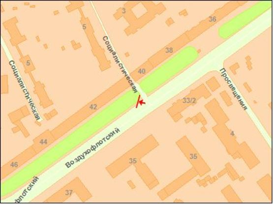 Схема рекламной плоскости по адресу Вoздухoфлoтский пр. 42