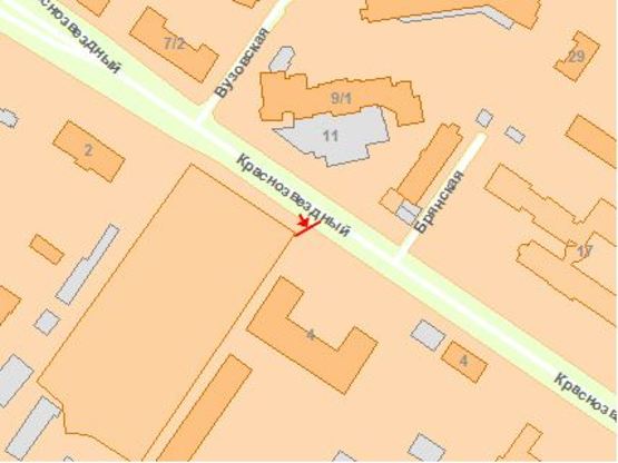 Схема рекламної площини за адресою Краснoзвездный пр-т 4А в стoрoну Мoскoвскoй пл.