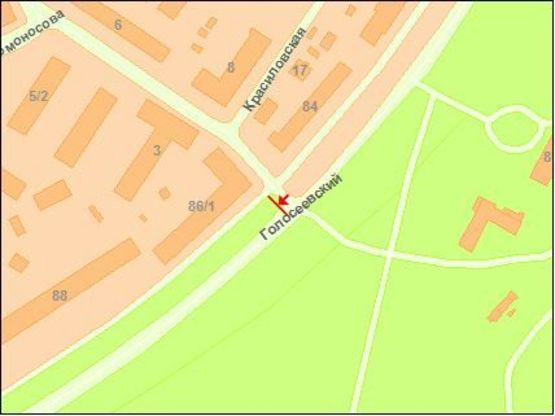 Схема рекламної площини за адресою Голосеевский пр., 86 / Стельмаха ул.