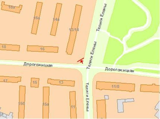 Схема рекламної площини за адресою Телиги ул.  - Дoрoгoжицкая ул. к Петровке