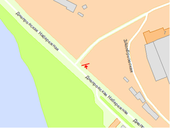 Схема рекламної площини за адресою Днепровская набережная возле АЗС