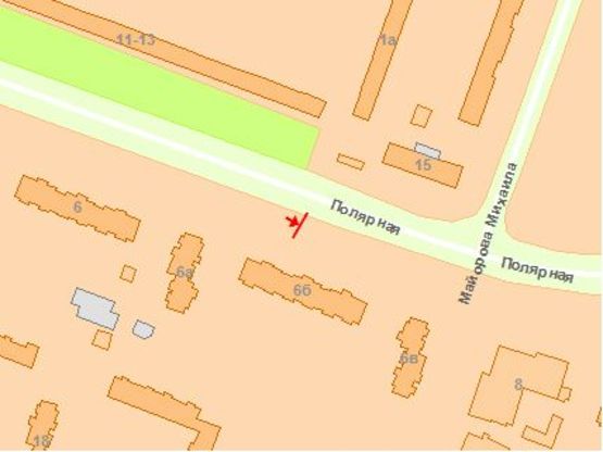 Схема рекламной плоскости по адресу Полярная ул. 6б