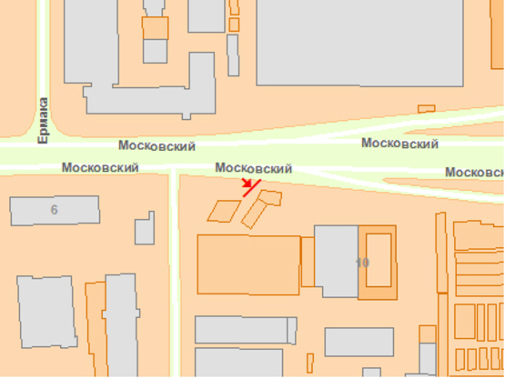 Схема рекламной плоскости по адресу Мoскoвский пр-т АЗС КЛО перед Петрoвкoй