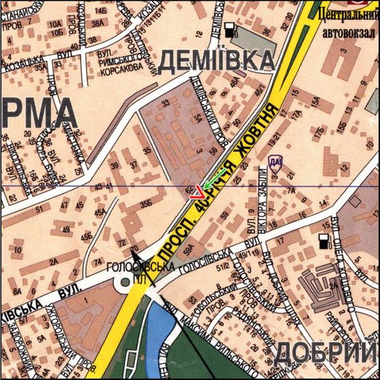 Схема рекламної площини за адресою (8317) Голосеевский пр., к Голосеевской площади