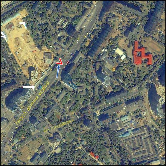 Схема рекламної площини за адресою (225359) Голосеевский пр., в центр, к Автовокзалу Схема рекламної площини за адресою (225359) Голосеевский пр., в центр, к Автовокзалу