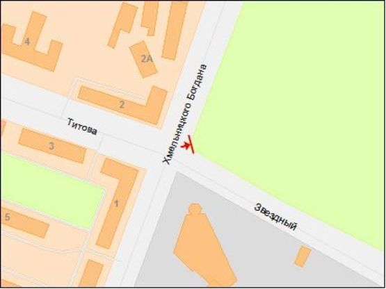 Схема рекламной плоскости по адресу Богдана Хмельницкого пр. - Титова ул.