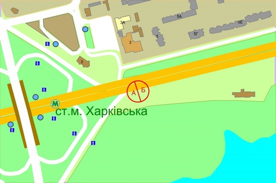 Схема рекламної площини за адресою Бажана Миколи проспект, навпроти буд. 3,  (М)"Харьківська" рух в напрямку міста Бориспіль Схема рекламної площини за адресою Бажана Миколи проспект, навпроти буд. 3,  (М)"Харьківська" рух в напрямку міста Бориспіль