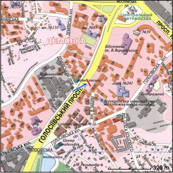 Схема рекламної площини за адресою (14790) Голосеевский пр., в центр к Автовокзалу