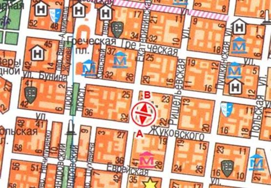 Схема рекламної площини за адресою Екатерининская, 33 B