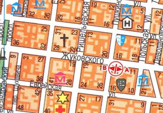 Схема рекламной плоскости по адресу Жуковского № 13 B