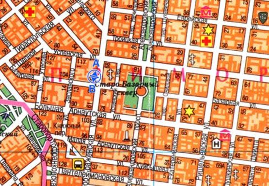 Схема рекламної площини за адресою Преображенская, 55, ул. Базарная