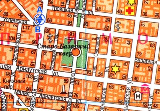 Схема рекламной плоскости по адресу Преображенская, 47 - Успенская B, остановка