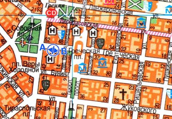 Схема рекламной плоскости по адресу Греческая, 45 Русский театр А